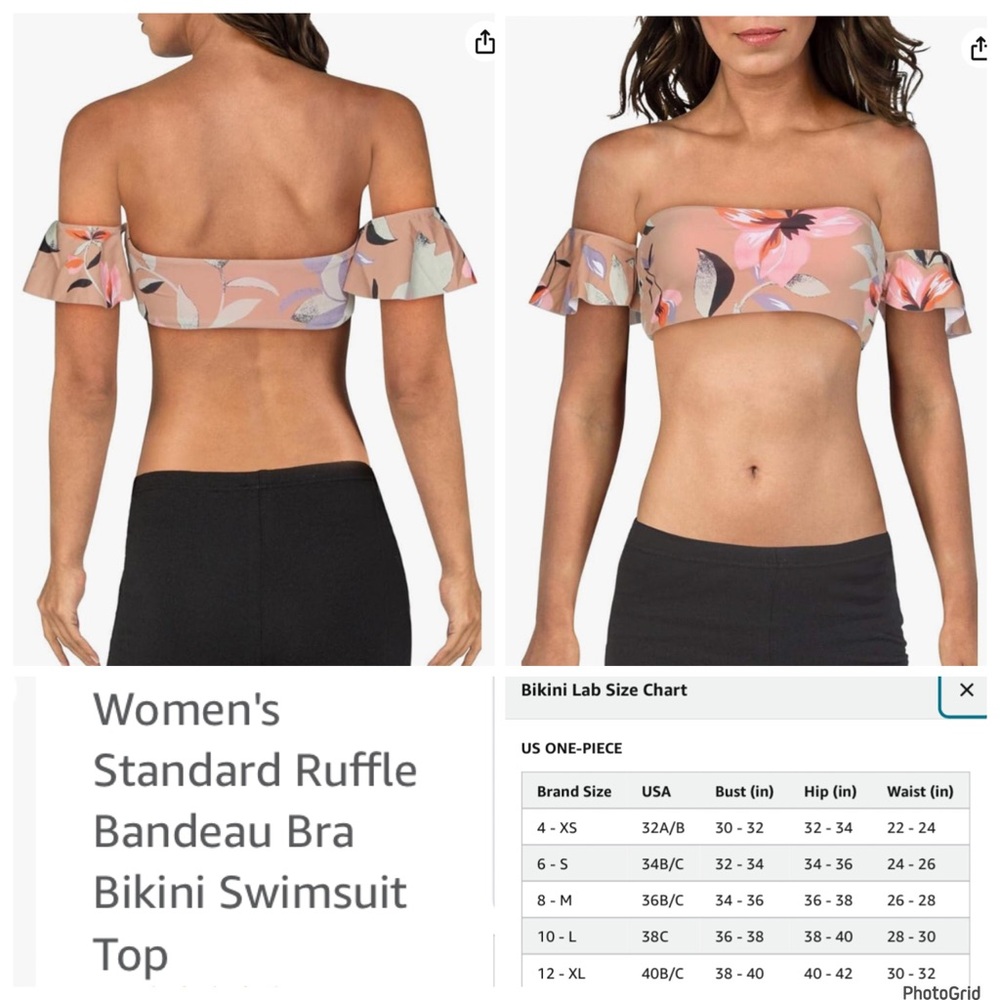 The Bikini Lab XXL plus ruffle bandeau bra bikini swimsuit top NWT